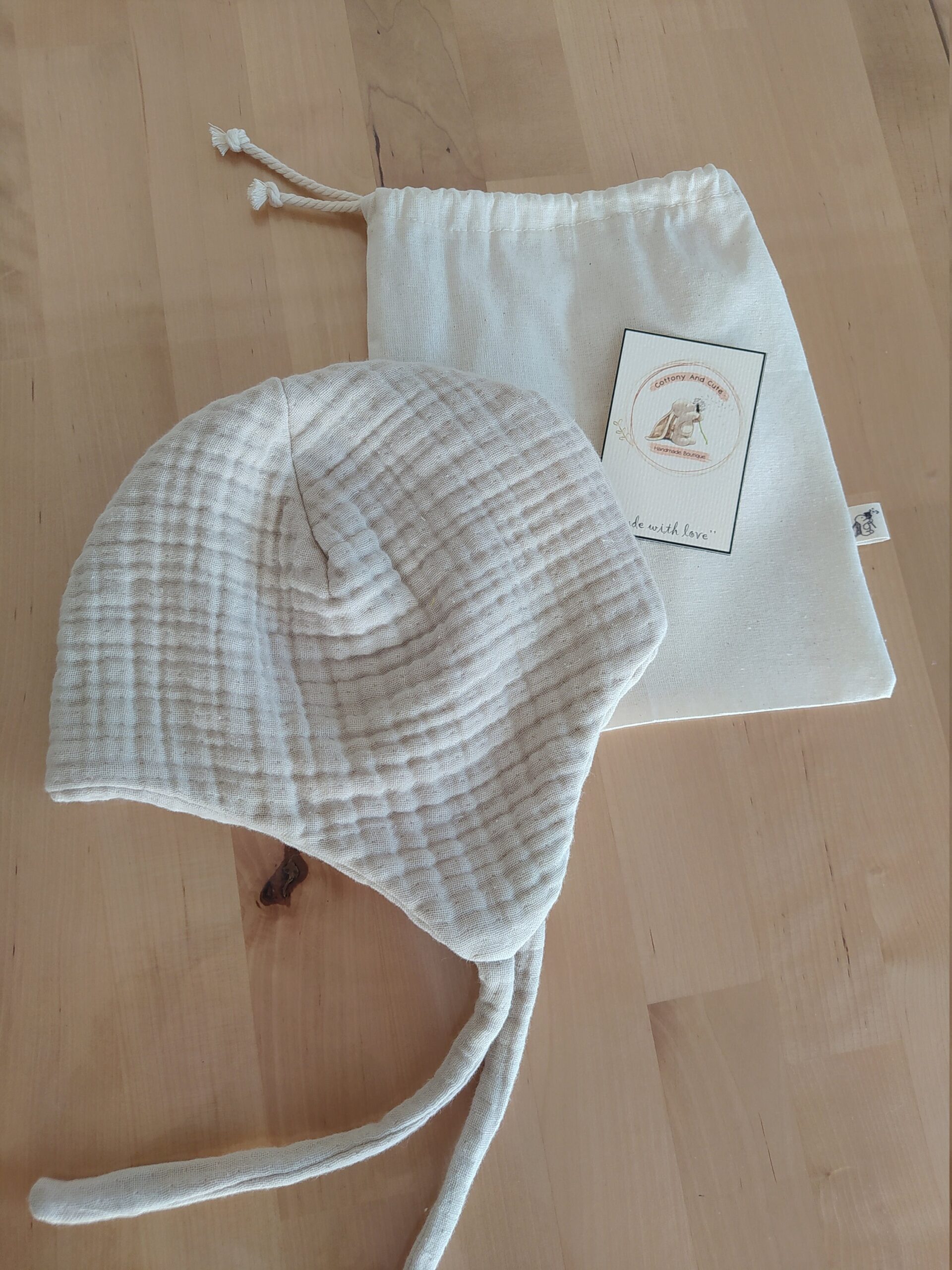 Muslin Reversible Baby Bonnet - Image 7
