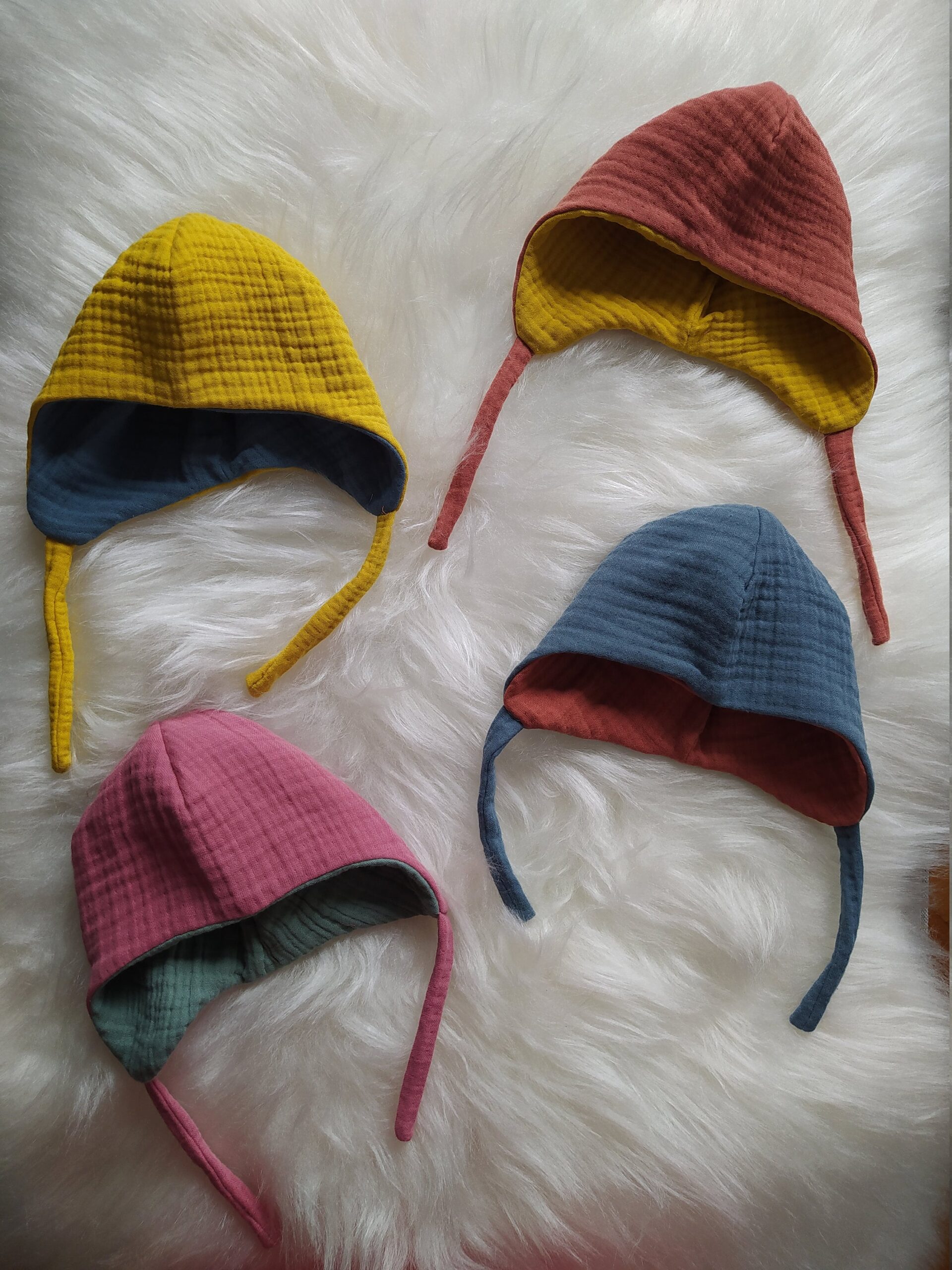 Muslin Reversible Baby Bonnet