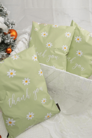 Thank You Poly Mailer 10×13 Inch 100 Pcs, Waterproof and Tear-Resistant Shipping Bags for Clothing, Cute Mailing Bags with Self-Seal, Chrysanthemum Printed Packaging Bags for Small Business